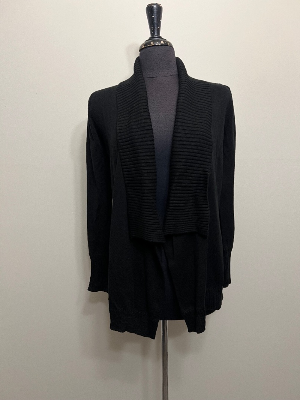 Joan Bass Black Open Front Cardigan